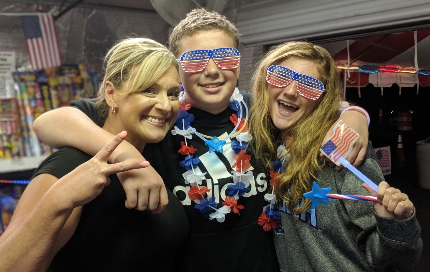 mom and kids in store